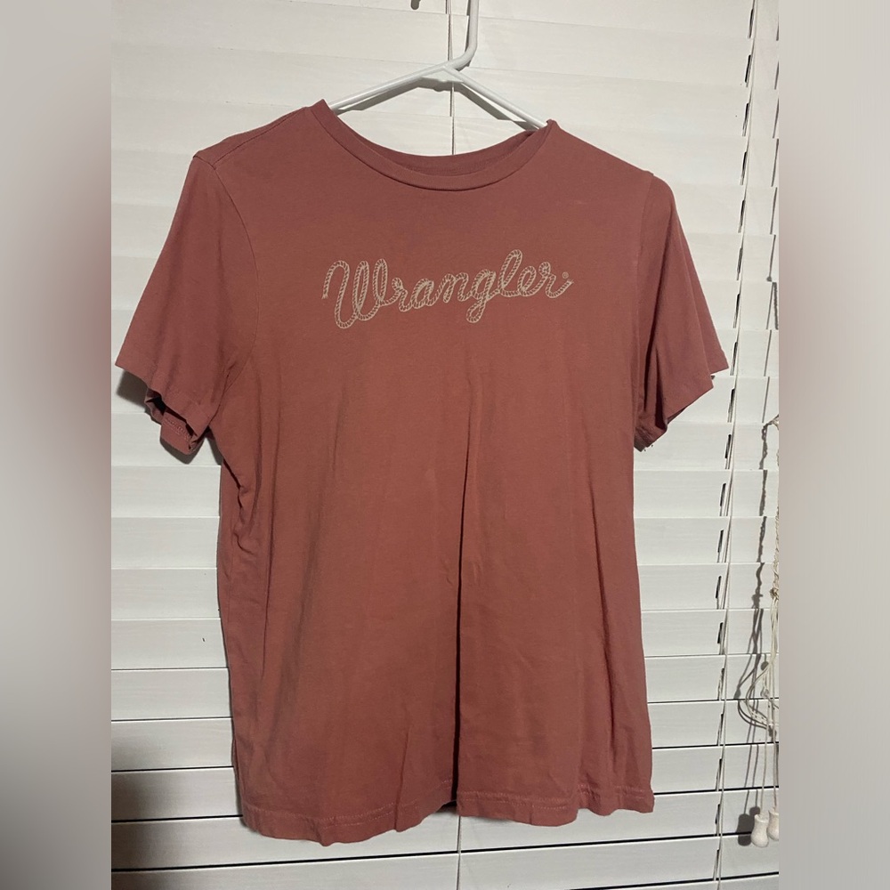 Wrangler Shirt Top Womens Medium Pink Graphic Tee Western Barbiecore Spell Out